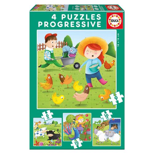 Farm Animals Progressive puzzle 6-9-12-16pcs slika 1