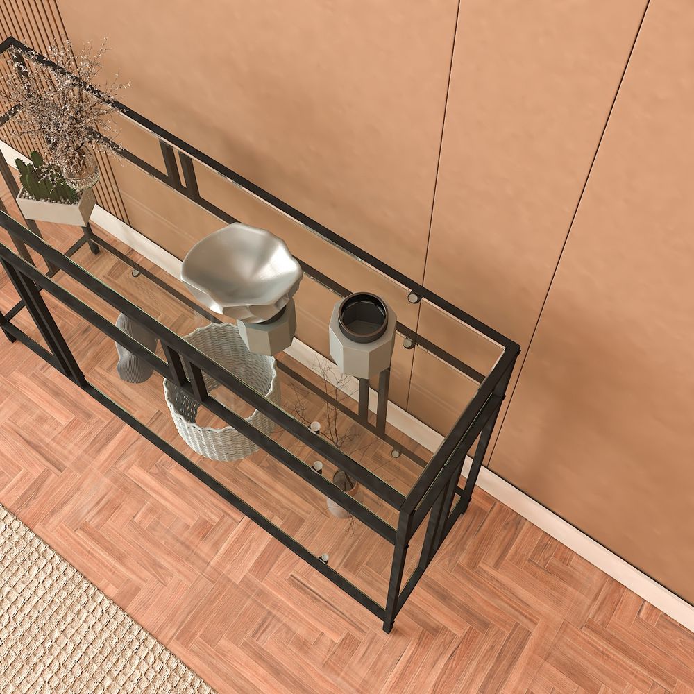 Venedik - Crni Stakleni Komodin 100 Black Sideboard slika 4