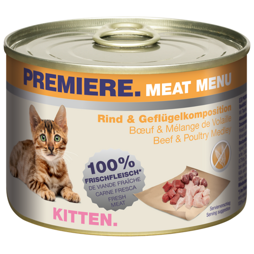 Premiere Cat Meat Menu KITTEN Govedina,Piletina 200g konzerva slika 1