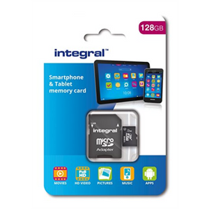 INTEGRAL 128GB Micro SDXC memorijska kartica za pametne telefone i tablete, Class10 UHS-I U1, 80MB/s + SD adapter