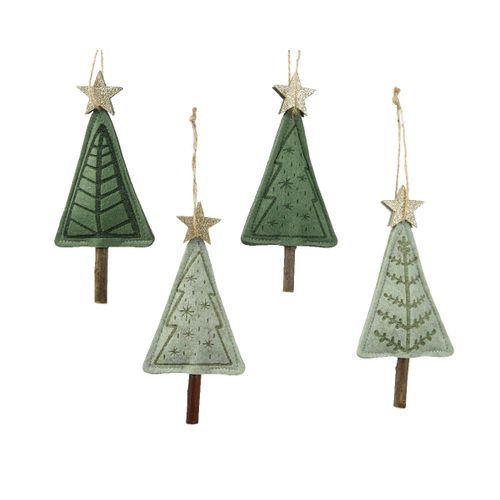 Novogodišnji ukras Hanging tree felt 14cm 386808 - Green - KMG slika 1