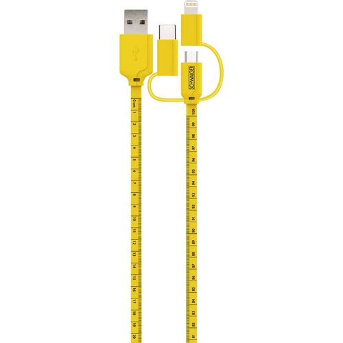 Schwaiger USB kabel USB 2.0 USB-A utikač, USB-C® utikač, Apple Lightning utikač, USB-Micro-B utikač 1.20 m crna, žuta s oznakom po metru WKU310 511 slika 2
