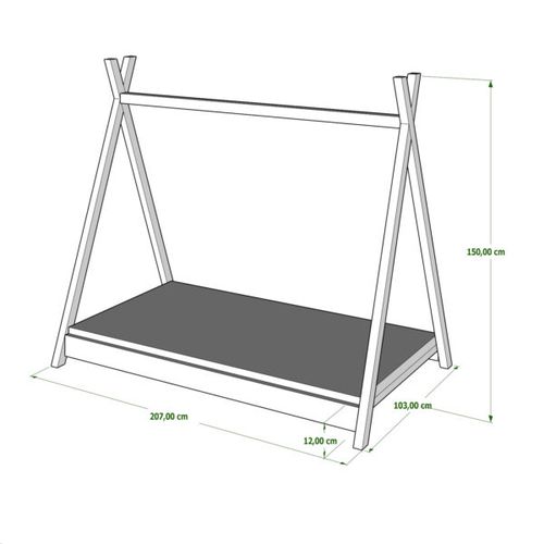 Drveni Dečiji Krevet Tipi - Beli - 200*90 Cm slika 2