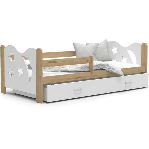 Drveni dječji krevet MIKOLAJ s ladicom - 190*80cm - bijeli - bukva slika 1