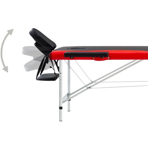 Sklopivi masažni stol s 2 zone aluminijski crno-crveni slika 11