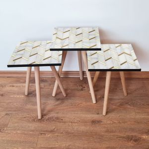 Nesting Table 3Shp273 - Bijela i Zlatna (3 Komada)