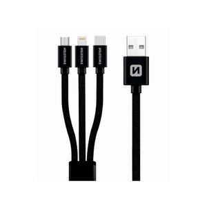 SWISSTEN kabel 3u1 microUSB/USB-C/LIGHTNING (MFi), platneni, licencirani