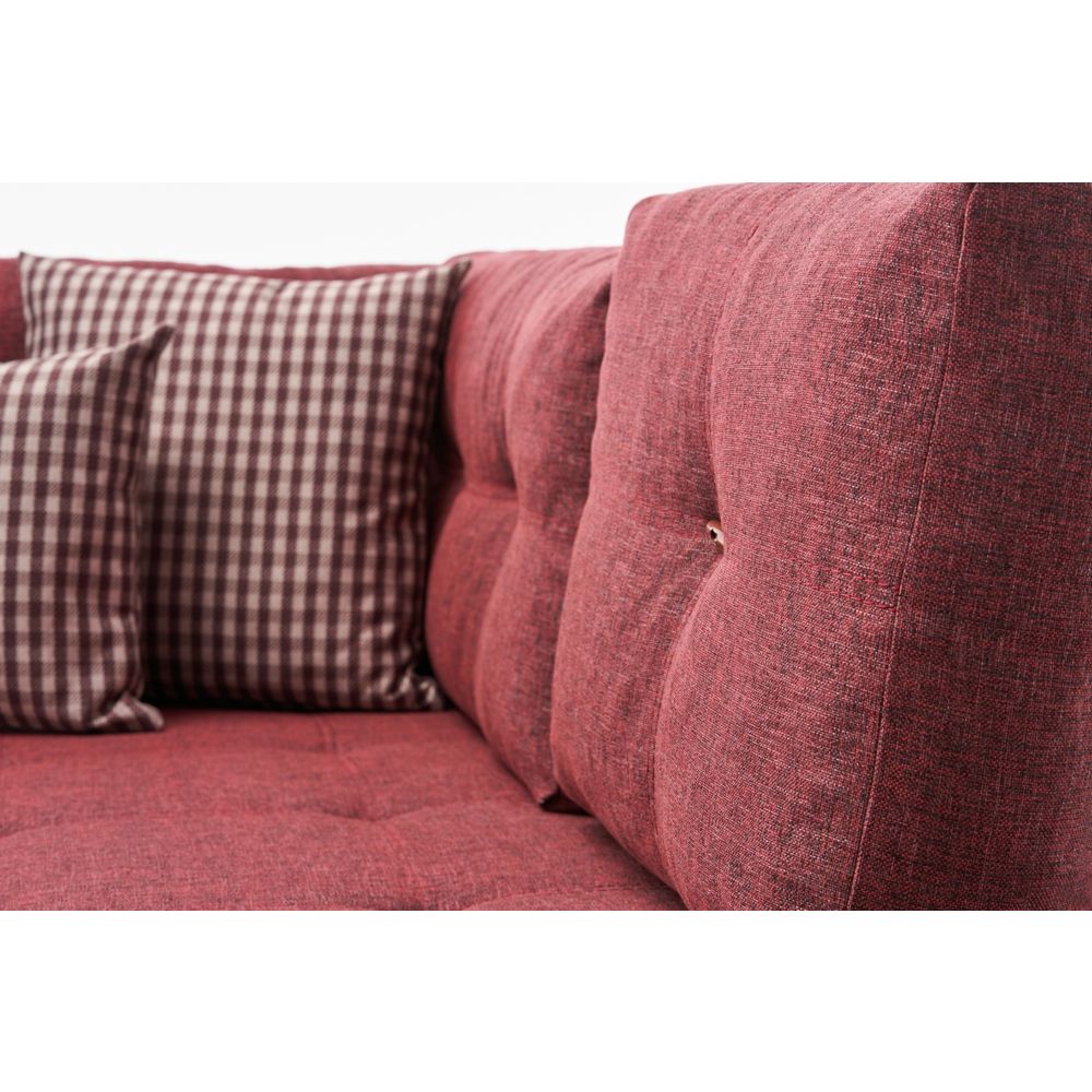 Ugaona Sofa na Razvlačenje Manama - Desni Kut - Boja Crvenog Vina slika 10