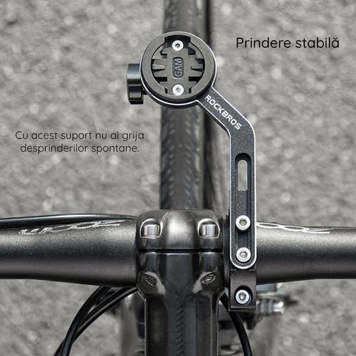 Rockbros - Držač svjetiljke i štoperice za bicikl - jednostavno postavljanje- od aluminijske legure - crna slika 5