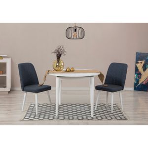 Vina 1048 - White, Navy Blue White
Navy Blue Extendable Dining Table & Chairs Set (3 Pieces)