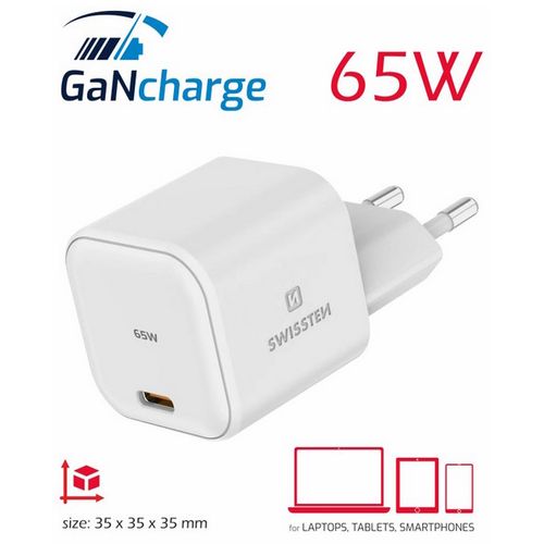 SWISSTEN punjač GaN 1x USB-C 65W POWER DELIVERY, bijeli slika 3