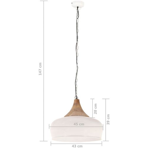 Industrijska viseća svjetiljka bijela 45 cm E27 željezo i drvo slika 17