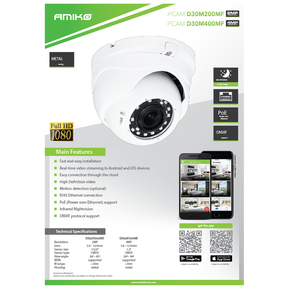 Amiko Home Kamera IP 4 MP, PoE, 1/3" , HD Lens Motorized 2,8 - 12mm - D30M400MF ZOOM POE slika 3