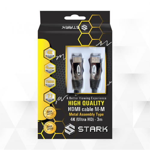 Kabl STARK HDMI M-M pozlacen 4K metalno kuciste 3m slika 1