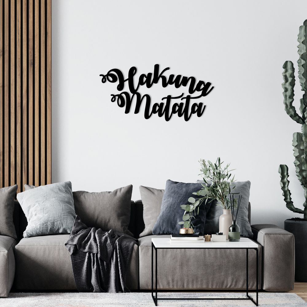 Dekorativni Metalni Zidni Ukras Hakuna Matata Crni slika 1