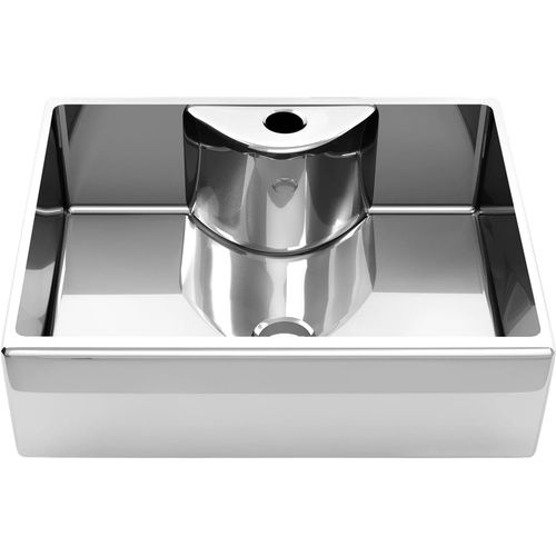Umivaonik s otvorom za slavinu 48x37x13,5 cm keramički srebrni slika 2