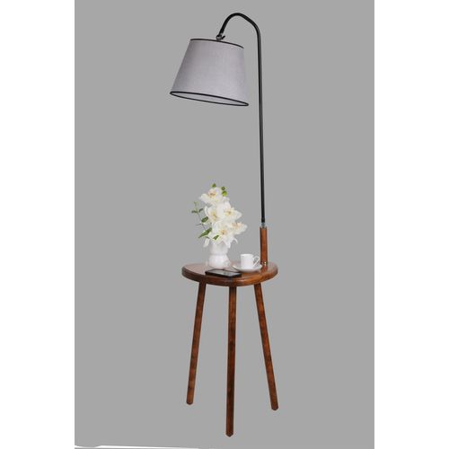 Demet Sehbalı Ahşap Lambader Ceviz Pramit Hasır Gri Abajurlu Walnut
Grey Floor Lamp slika 3