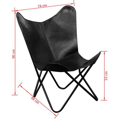 Butterfly stolica od prave kože crna slika 18