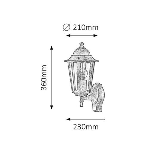 Rabalux Velence spoljna zidna lampa 60W azlatna IP44 senzor Spoljna rasveta slika 2