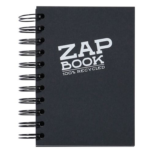 Clairefontaine Zap book A6 80gr 160L, crna boja, spiralni uvez, bjanko, 100% reciklirani papir slika 1