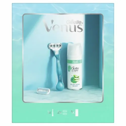  Gillette Giftset Venus Smooth brijač sa dve dopune i gel za brijanje Satin Care 75ml slika 1