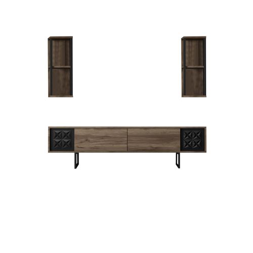 Woody Fashion Komoda za TV, Black Line - Walnut, Black slika 7