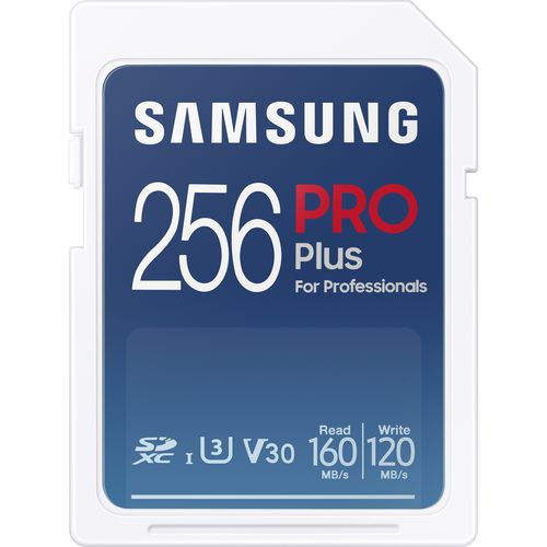 Samsung MB-SD256K/EU SD Card 256GB, PRO Plus, SDXC, UHS-I U3 V30 Class10, Read up to 160MB/s, Write up to 120 MB/s, for 4K and FullHD video recording slika 1