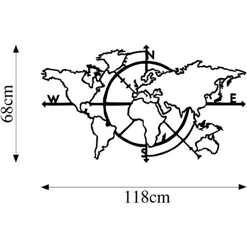 Wallity Metalna zidna dekoracija, World Map 8 slika 5