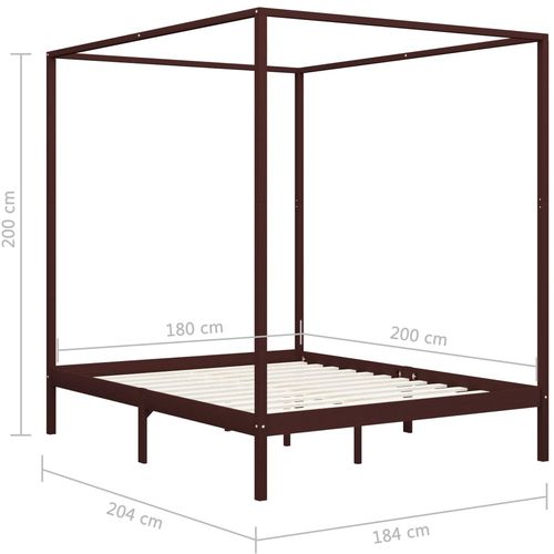 Okvir za krevet s baldahinom od borovine tamnosmeđi 180x200 cm slika 31