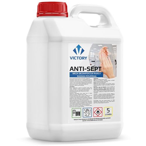 Sredstvo Antisept Victory 2u1 za dezinfekciju ruku i površina 5 lit. slika 1