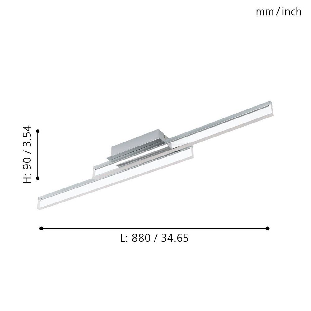 Eglo Palmital Stropna/Zidna LED Lampa, 2x10W, 2x1300lm, IP44, Krom/Prozirna slika 4