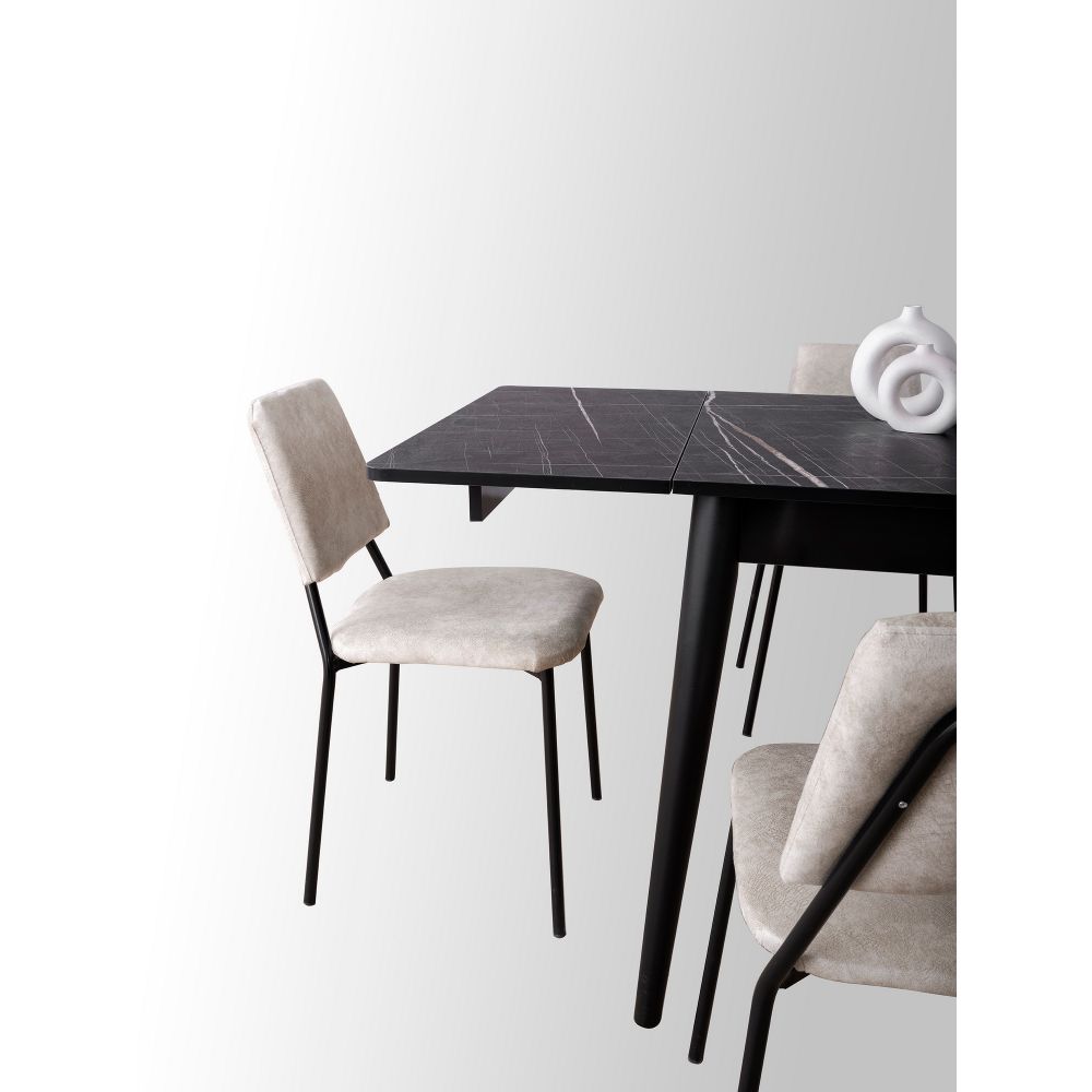 Totem - 3041 Crni Mramorni Produživi Trpezarijski Sto slika 5