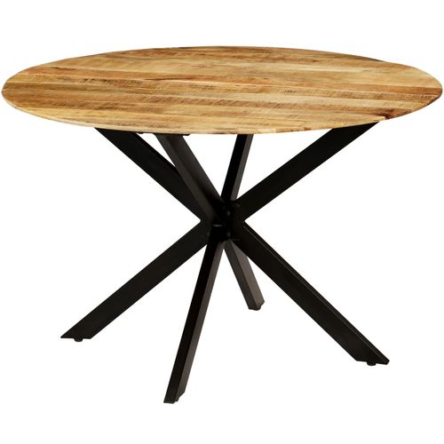 Blagovaonski stol od masivnog grubo obrađenog drva manga i čelika 120 x 77 cm slika 24