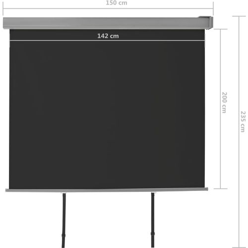 Balkonska bočna tenda višenamjenska 150 x 200 cm crna slika 29