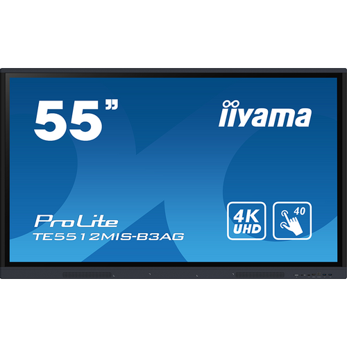 IIyama TE5512MIS-B3AG is an exceptional 4K UHD interactive display designed by iiyama to enhance collaboration, communication, and engagement. With key features like Zero Airgap LCD screen eliminating parallax, PureTouch-IR, iiWare 10 with Android 11. slika 1
