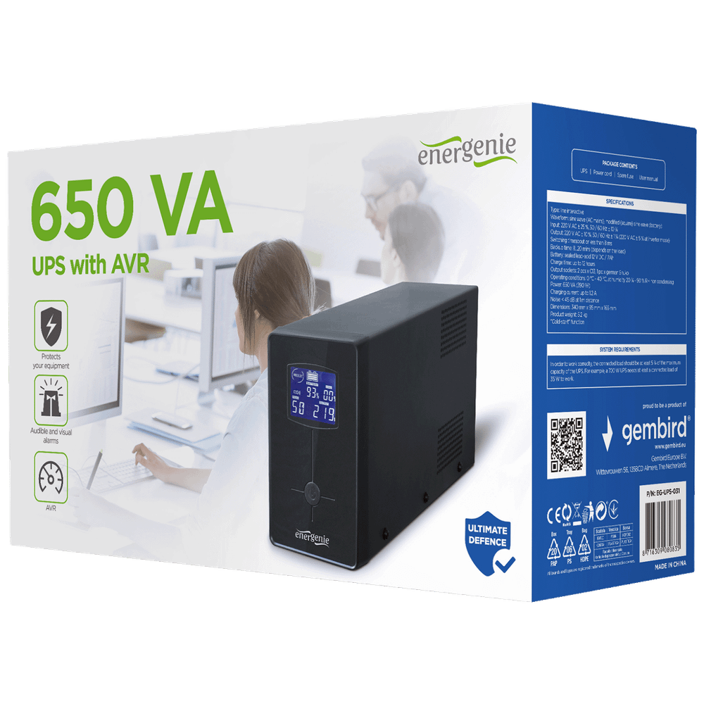 Gembird UPS/ Izvor neprekidnog napajanja, 650VA, LCD display - EG-UPS-031 slika 3
