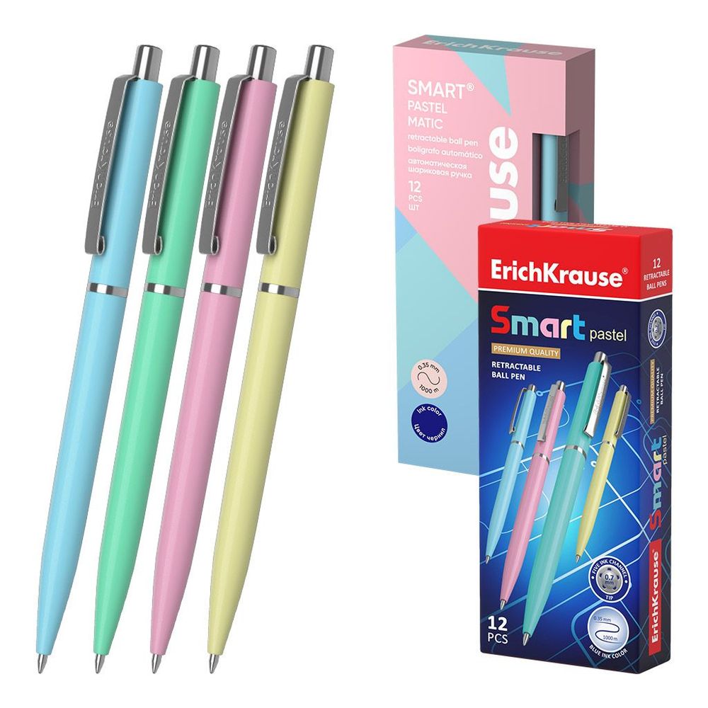 Kemijska olovka ErichKrause Smart Matic Pastel (0.7) plavi ispis sortirano 12/1 slika 1