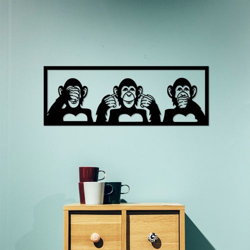 Wallity Metalna zidna dekoracija, Three Monkeys - L slika 2
