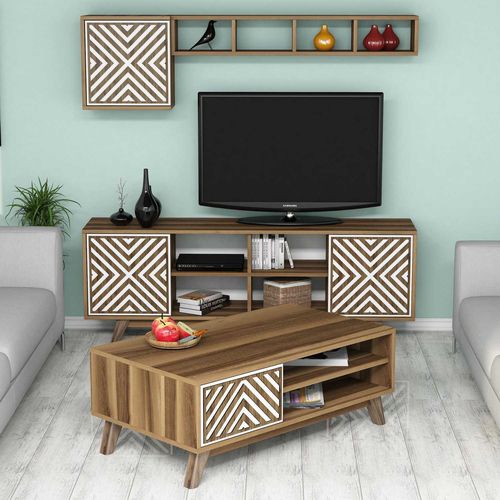 Inci - Walnut, White Walnut
White Living Room Furniture Set slika 2