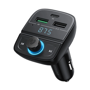 FM transmiter za auto UGREEN, LED zaslon, Bluetooth, Card Reader, USB-C, 2x USB, Quick charge 3.0, crni