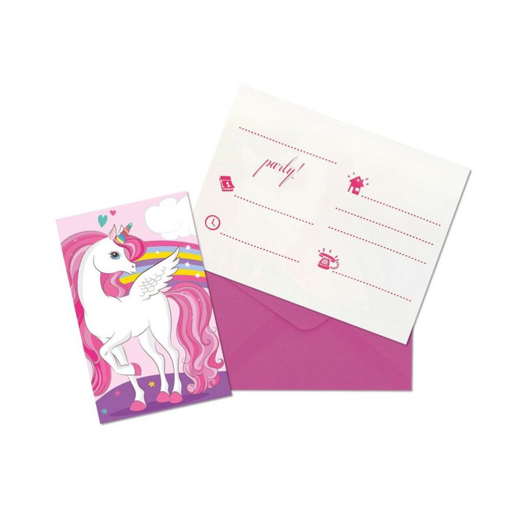 93766 Pozivnice za proslave Unicorn Rainbow 14x9cm, 6kom slika 2