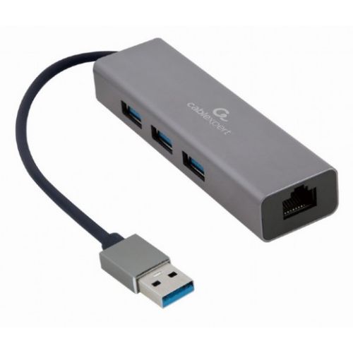 A-AMU3-LAN-01 Gembird USB AM Gigabit network adapter with 3-port USB 3.0 hub slika 1
