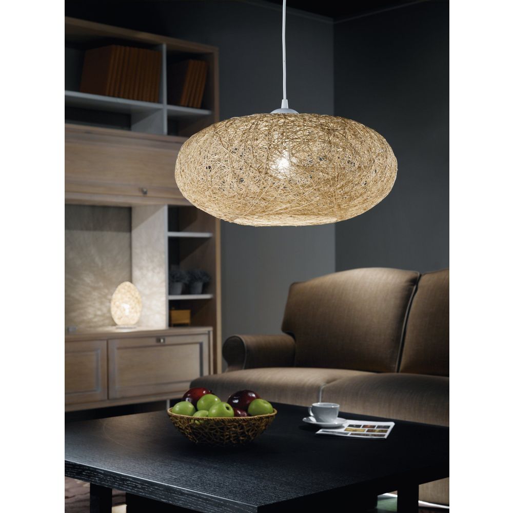 Eglo Campilo visilica - Bijela plastika i bež tekstil, E27 1x60W slika 2