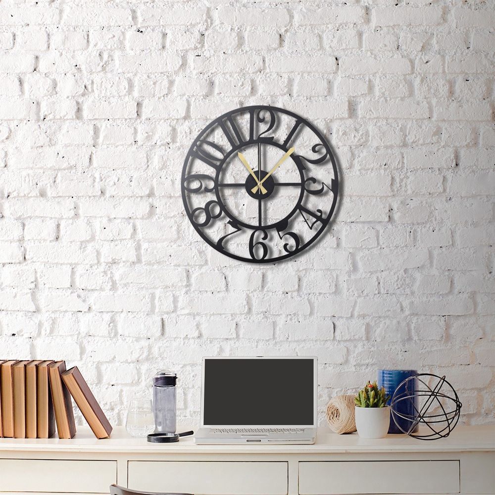 Decorative metal wall clock Circle, colour: black slika 5
