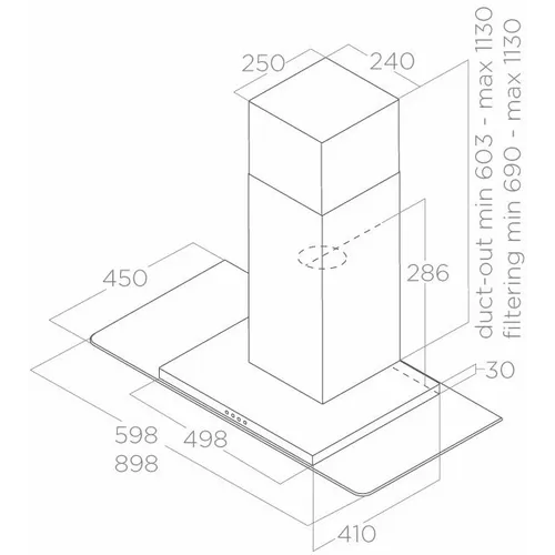 Elica kuhinjska napa, zidna, FLAT GLASS IX/A/60 68516391A slika 3