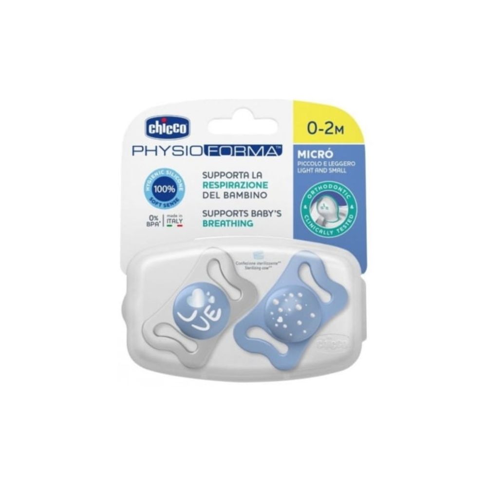 Chicco Duda varalica PhysioForma Micro 0-2mj - Silikon, 2kom Plava slika 1