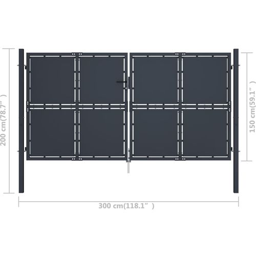 Vrtna vrata čelična 300 x 150 cm antracit slika 16