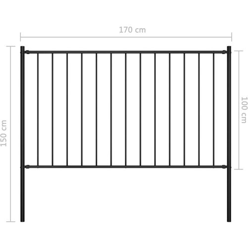 Panel za ogradu sa stupovima čelični 1,7 x 1 m crni slika 7