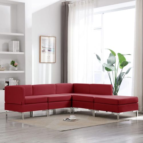 5-dijelni set sofa od tkanine crvena boja vina slika 23