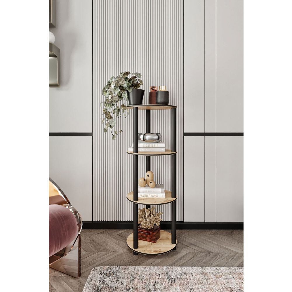  Bookshelf Bookcase 4 Floors Round, colour Oak slika 2